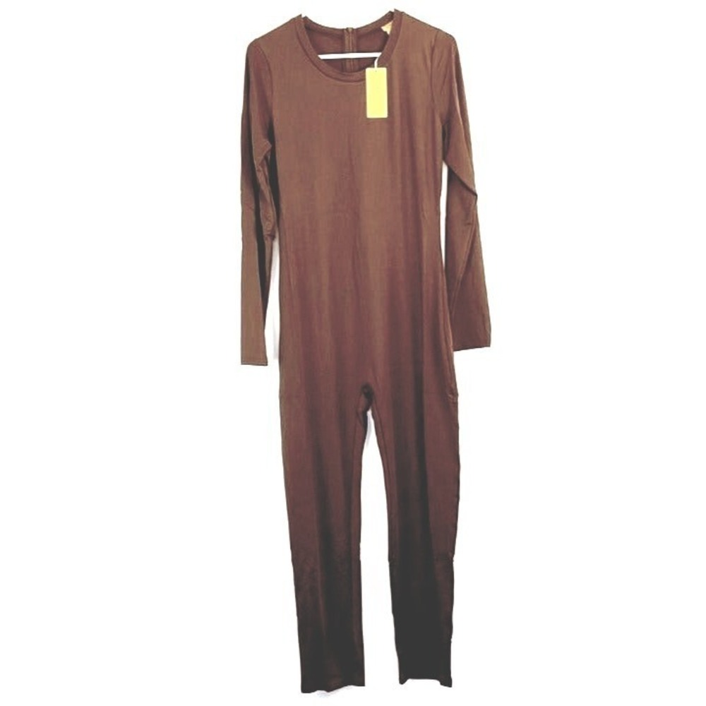 Daisy Jumpsuit 2X Brown Bodycon Skinny Tapered Streetwear Earthy Sleek Basic
